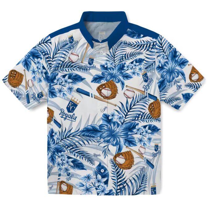 Kansas City Royals Men’s Hawaiian Shirt - Blue & White Floral Baseball Fan Gifts