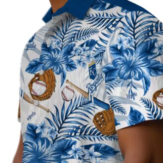 Kansas City Royals Men’s Hawaiian Shirt - Blue & White Floral Baseball Fan Gifts