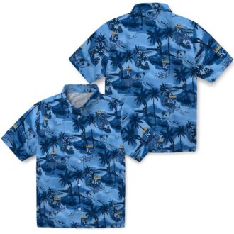 Kansas City Royals MLB Fan Hawaiian Shirt - Royal Blue Sunset & Hibiscus Print