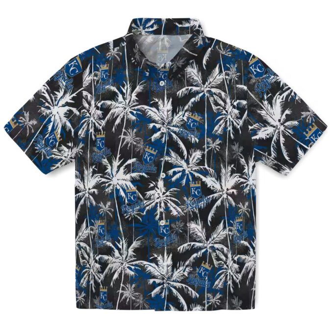 Kansas City Royals MLB Team Hawaiian Shirt - Blue & Black Palm Print