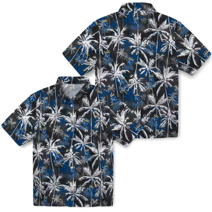 Kansas City Royals MLB Team Hawaiian Shirt - Blue & Black Palm Print