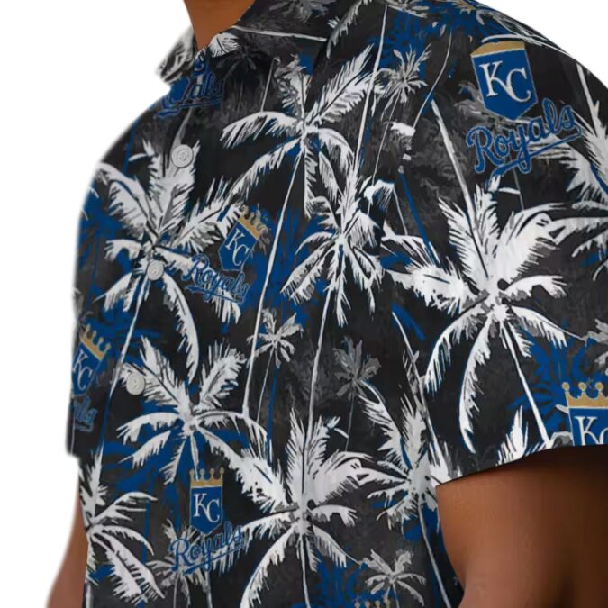 Kansas City Royals MLB Team Hawaiian Shirt - Blue & Black Palm Print