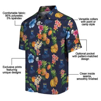 Kansas City Royals Navy Blue Hawaiian Shirt - Hibiscus & Fruit Navy Blue Aloha Shirt
