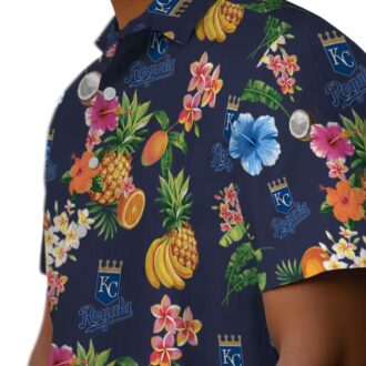 Kansas City Royals Navy Blue Hawaiian Shirt - Hibiscus & Fruit Navy Blue Aloha Shirt