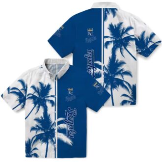 Kansas City Royals Royal Blue White Hawaiian Shirt for Men - Palm Trees Summer Outfit