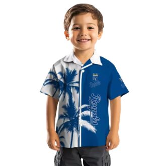 Kansas City Royals Royal Blue White Hawaiian Shirt for Men - Palm Trees Summer Outfit