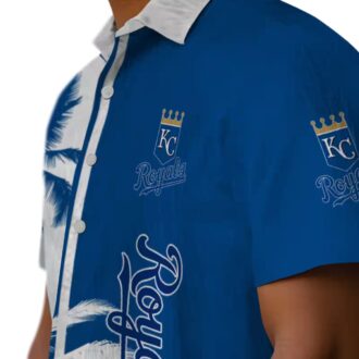 Kansas City Royals Royal Blue White Hawaiian Shirt for Men - Palm Trees Summer Outfit