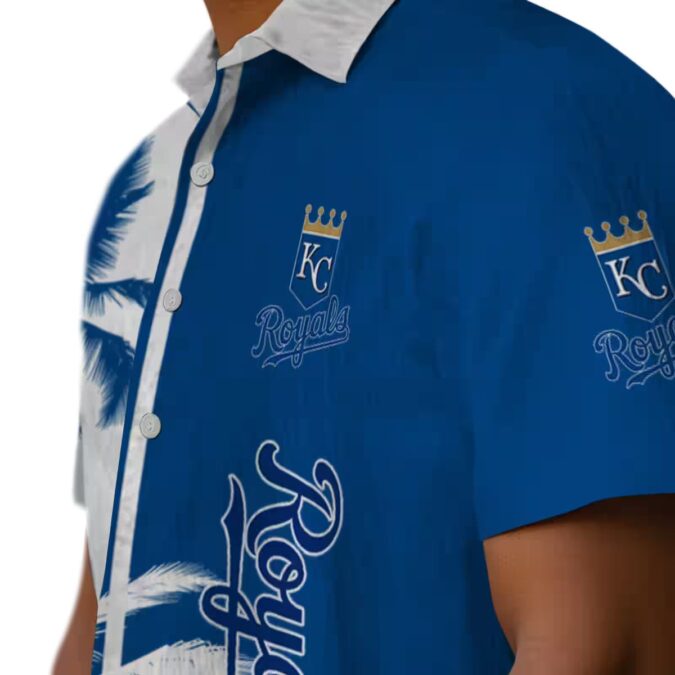 Kansas City Royals Royal Blue White Hawaiian Shirt for Men - Palm Trees Summer Outfit