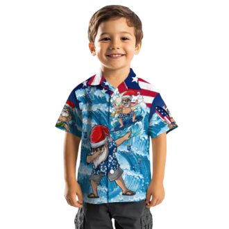 Kansas City Royals Summer Hawaiian Shirt - Surfing Santa Blue Baseball Fans