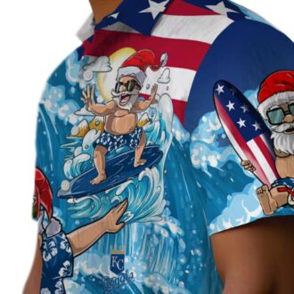 Kansas City Royals Summer Hawaiian Shirt - Surfing Santa Blue Baseball Fans