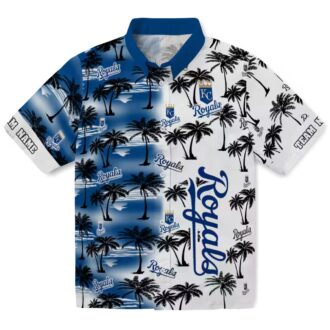 Kansas City Royals Summer Theme Hawaiian Shirt - Tropical Blue Palm Silhouettes Design