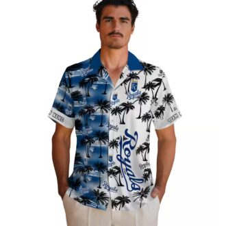 Kansas City Royals Summer Theme Hawaiian Shirt - Tropical Blue Palm Silhouettes Design