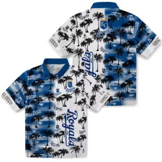 Kansas City Royals Summer Theme Hawaiian Shirt - Tropical Blue Palm Silhouettes Design