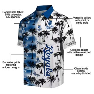 Kansas City Royals Summer Theme Hawaiian Shirt - Tropical Blue Palm Silhouettes Design