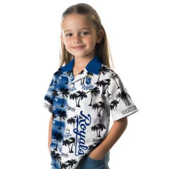 Kansas City Royals Summer Theme Hawaiian Shirt - Tropical Blue Palm Silhouettes Design