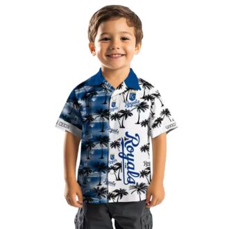Kansas City Royals Summer Theme Hawaiian Shirt - Tropical Blue Palm Silhouettes Design