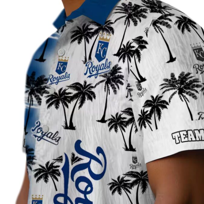 Kansas City Royals Summer Theme Hawaiian Shirt - Tropical Blue Palm Silhouettes Design