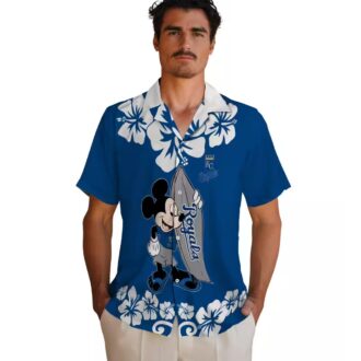 Kansas City Royals Surfing Mickey Hawaiian Shirt - Royal Blue Luau Party Outfit