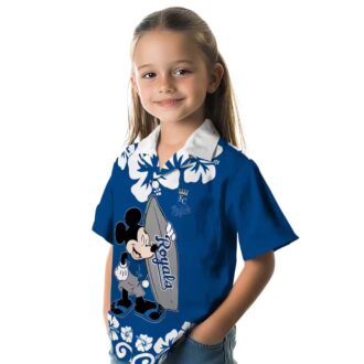 Kansas City Royals Surfing Mickey Hawaiian Shirt - Royal Blue Luau Party Outfit