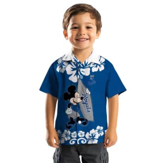 Kansas City Royals Surfing Mickey Hawaiian Shirt - Royal Blue Luau Party Outfit