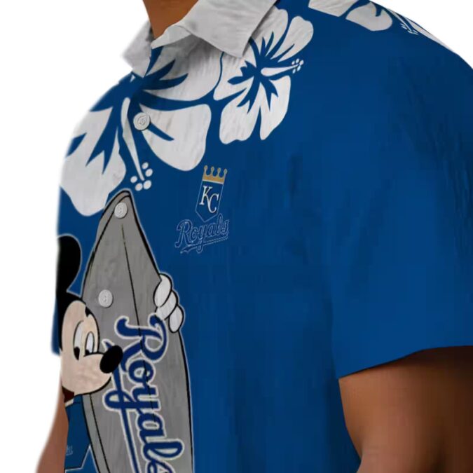 Kansas City Royals Surfing Mickey Hawaiian Shirt - Royal Blue Luau Party Outfit