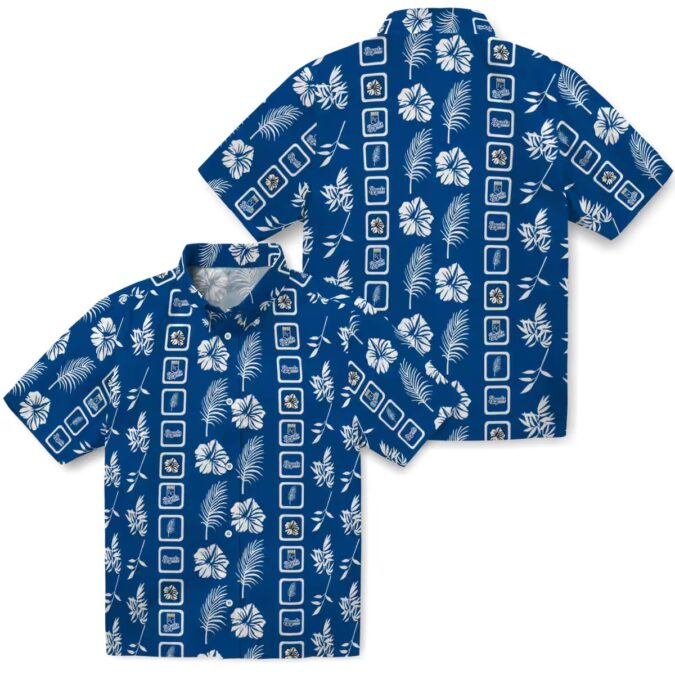 Kansas City Royals Tropical Aloha Hawaiian Shirt - Royal Blue & Floral Print