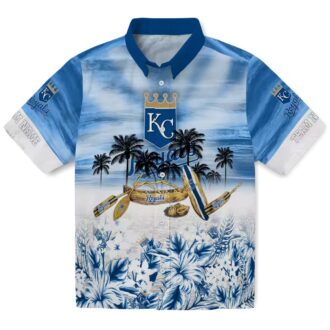 Kansas City Royals Tropical Canoe Hawaiian Shirt - Short Sleeve Button Up Summer Vacation Shirt