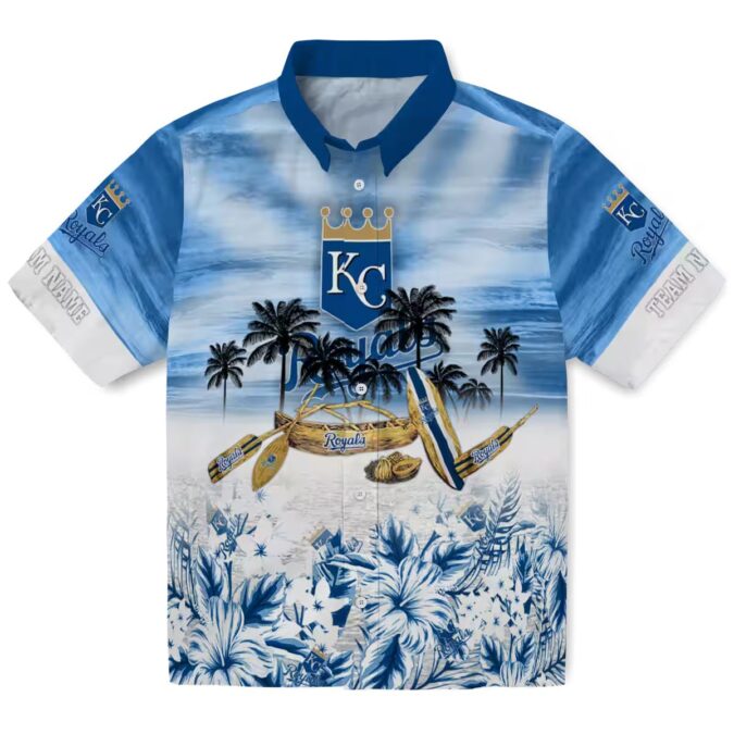 Kansas City Royals Tropical Canoe Hawaiian Shirt - Short Sleeve Button Up Summer Vacation Shirt