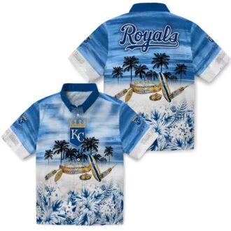 Kansas City Royals Tropical Canoe Hawaiian Shirt - Short Sleeve Button Up Summer Vacation Shirt