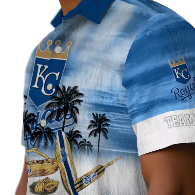Kansas City Royals Tropical Canoe Hawaiian Shirt - Short Sleeve Button Up Summer Vacation Shirt