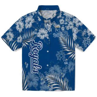 Limited Edition Kansas City Royals Aloha Hawaiian Shirt - Royal Blue Hibiscus Print Vacation Outfit