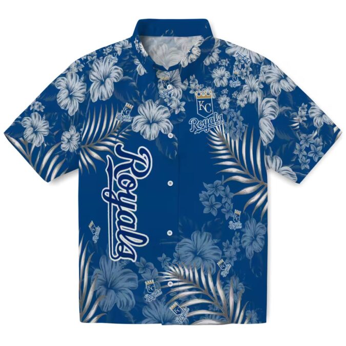 Limited Edition Kansas City Royals Aloha Hawaiian Shirt - Royal Blue Hibiscus Print Vacation Outfit