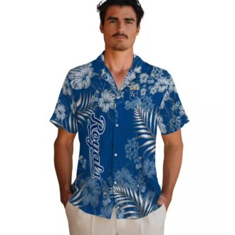 Limited Edition Kansas City Royals Aloha Hawaiian Shirt - Royal Blue Hibiscus Print Vacation Outfit