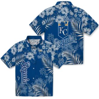 Limited Edition Kansas City Royals Aloha Hawaiian Shirt - Royal Blue Hibiscus Print Vacation Outfit