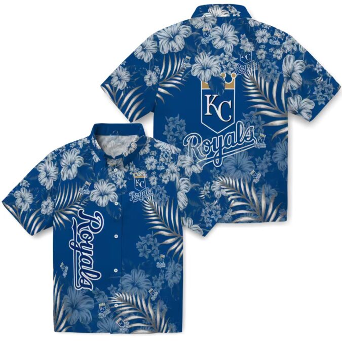 Limited Edition Kansas City Royals Aloha Hawaiian Shirt - Royal Blue Hibiscus Print Vacation Outfit