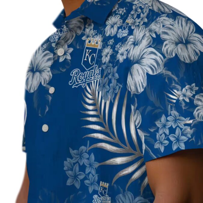 Limited Edition Kansas City Royals Aloha Hawaiian Shirt - Royal Blue Hibiscus Print Vacation Outfit