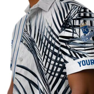 Men's Kansas City Royals Tropical Hawaiian Shirt - Palm Stripes, Royal Blue, Limited Edition