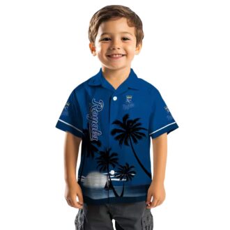 MLB Fans Kansas City Royals Beach Sunset Hawaiian Shirt - Royal Blue & Black Aloha Style