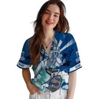 Personalized Kansas City Royals Aloha Hawaiian Shirt - Surfing Skeleton & Floral Tropical Design