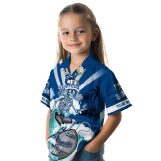 Personalized Kansas City Royals Aloha Hawaiian Shirt - Surfing Skeleton & Floral Tropical Design