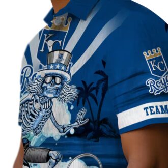 Personalized Kansas City Royals Aloha Hawaiian Shirt - Surfing Skeleton & Floral Tropical Design