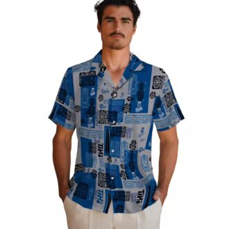 Royal Blue Kansas City Tribal Symbols Hawaiian Shirt - Men’s Casual Outfit