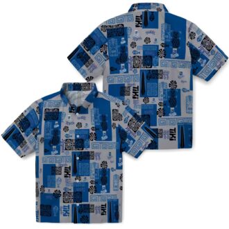 Royal Blue Kansas City Tribal Symbols Hawaiian Shirt - Men’s Casual Outfit