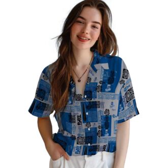 Royal Blue Kansas City Tribal Symbols Hawaiian Shirt - Men’s Casual Outfit