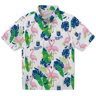 Shop Kansas City Royals Hawaiian Shirt - Aloha Flamingo Tropical Palm Blue Green