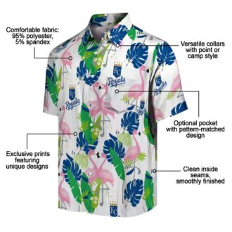 Shop Kansas City Royals Hawaiian Shirt - Aloha Flamingo Tropical Palm Blue Green