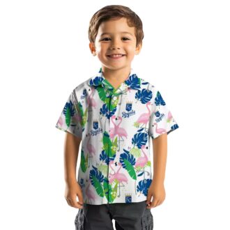 Shop Kansas City Royals Hawaiian Shirt - Aloha Flamingo Tropical Palm Blue Green