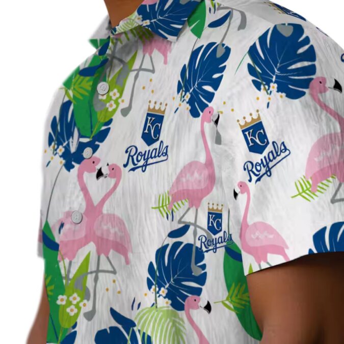 Shop Kansas City Royals Hawaiian Shirt - Aloha Flamingo Tropical Palm Blue Green