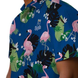 Unique Kansas City Royals Tropical Royal Blue Hawaiian Shirt - Flamingo Leaf Motif Print