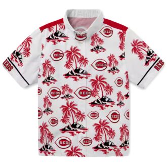 Best Cincinnati Reds Aloha Hawaiian Shirt - Red White Palm Island Print MLB Summer Style